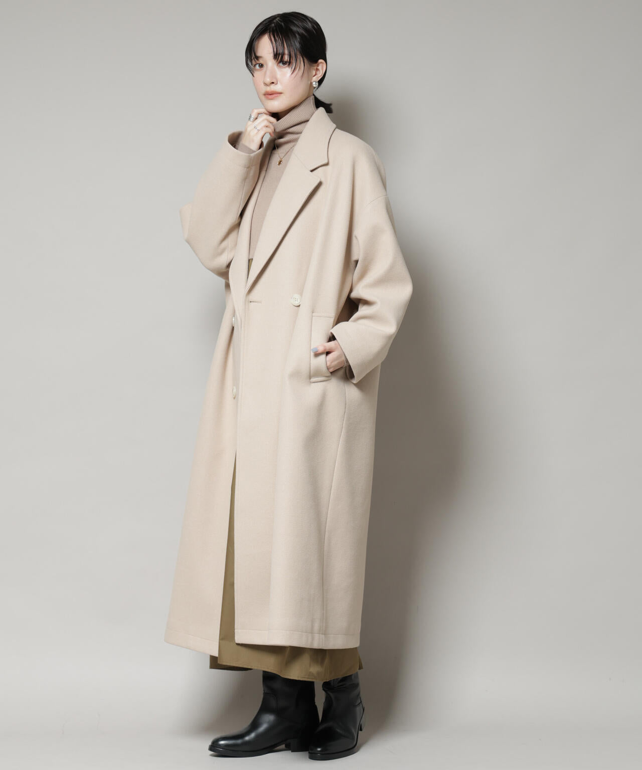 メルトンジャージーチェスターロングコート