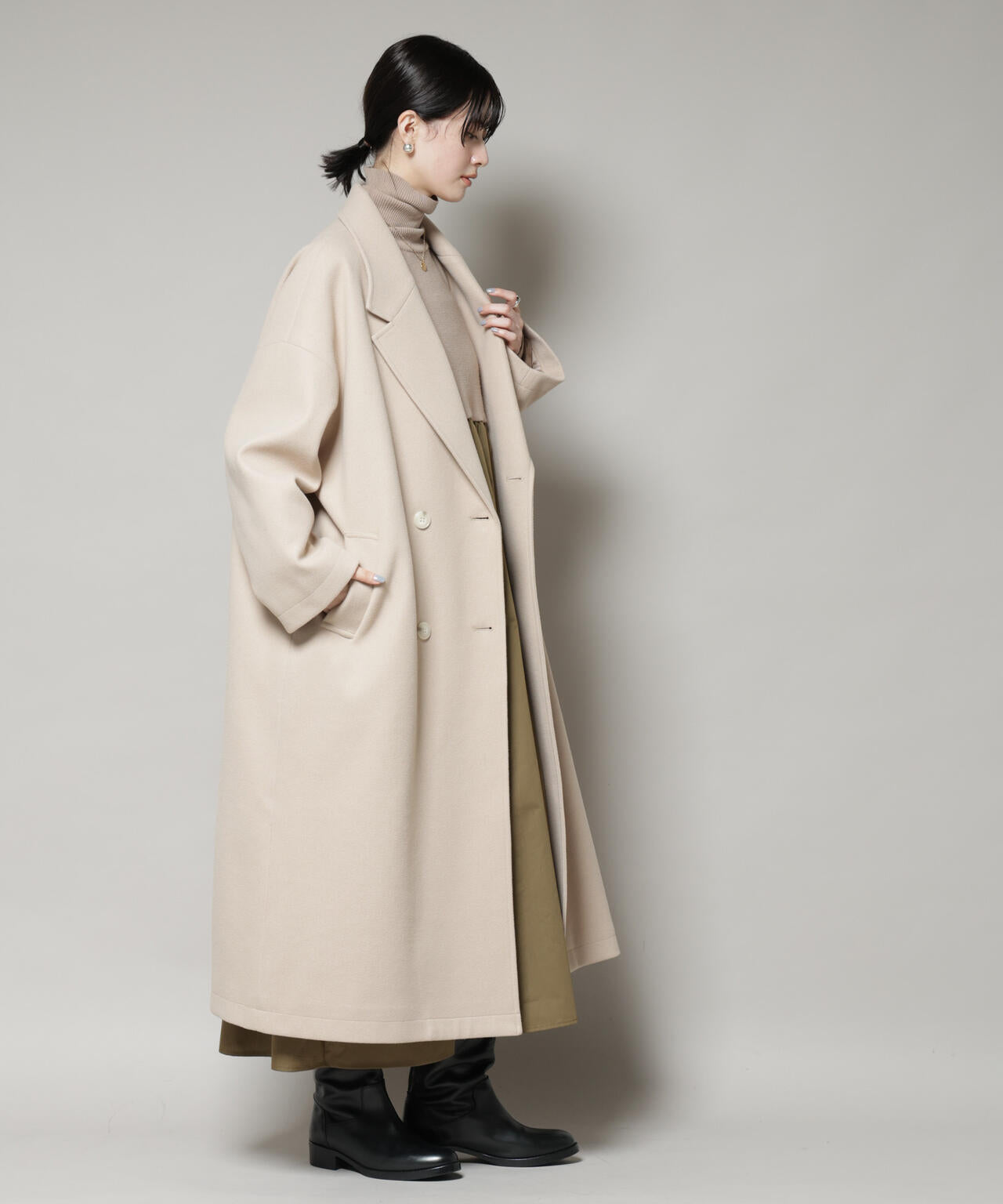 メルトンジャージーチェスターロングコート