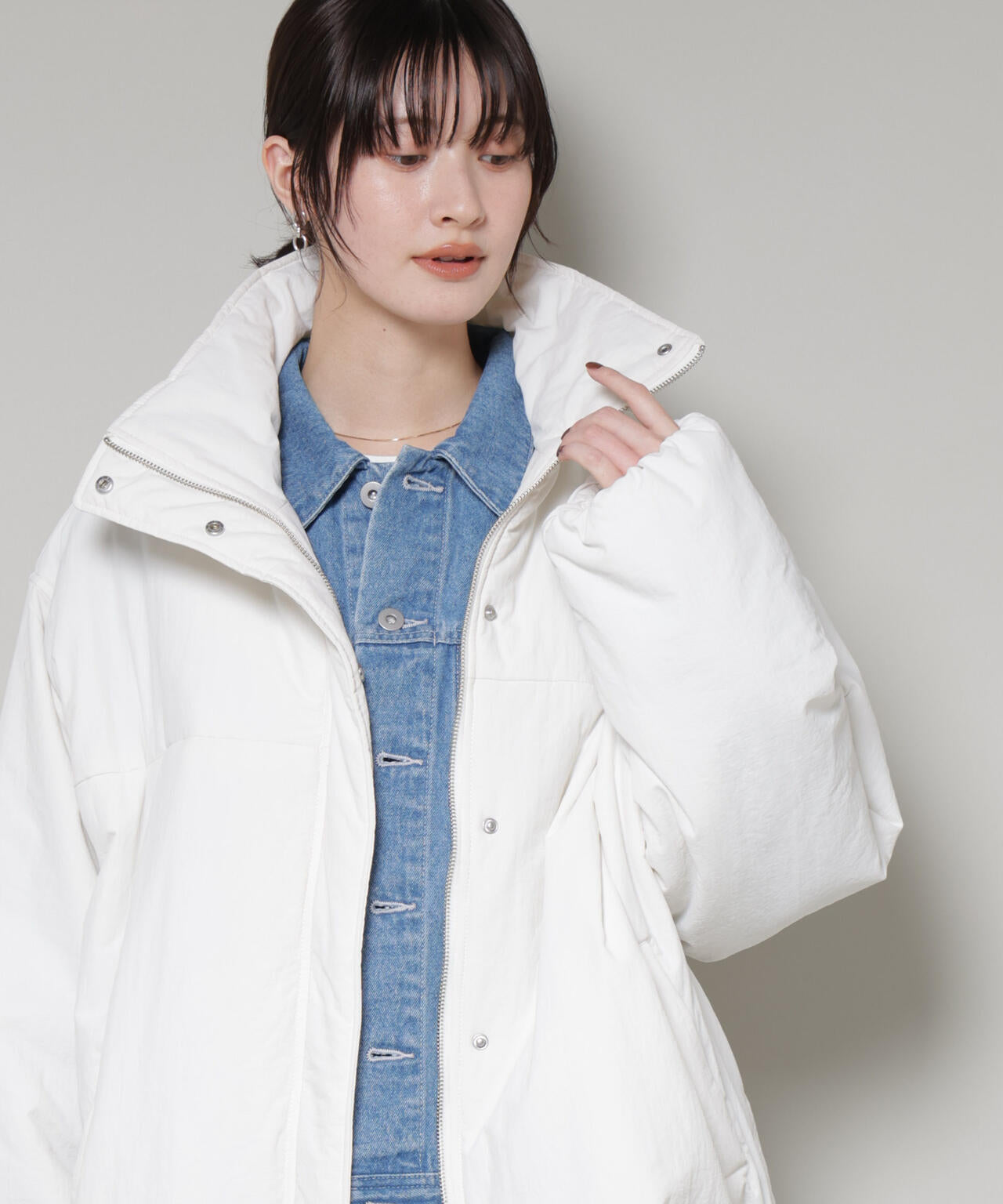 撥水加工 中綿スタンドオーバージップブルゾン