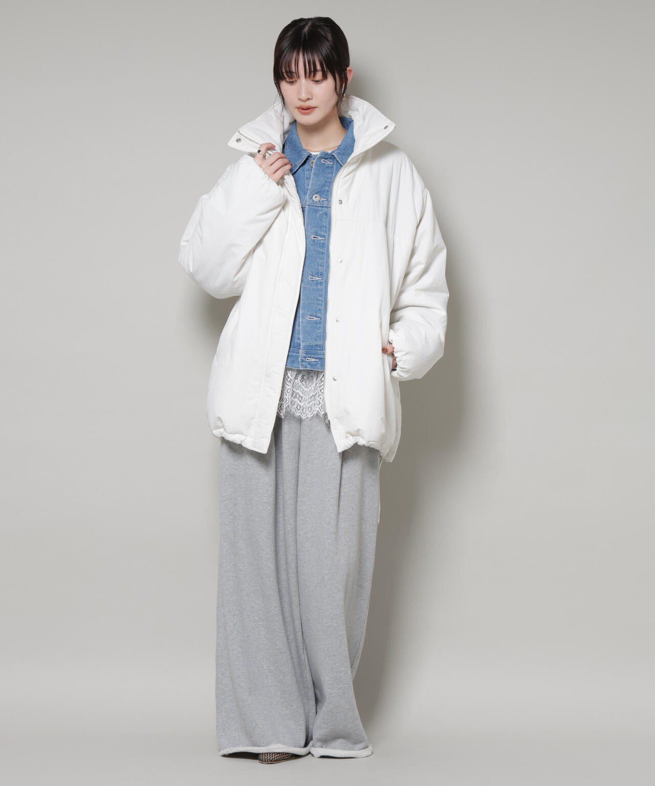 撥水加工 中綿スタンドオーバージップブルゾン