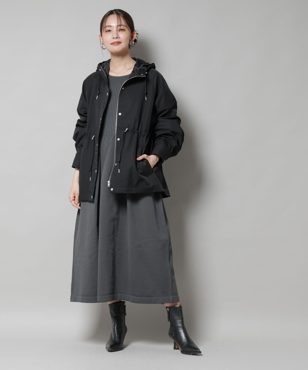 撥水加工フードブルゾン