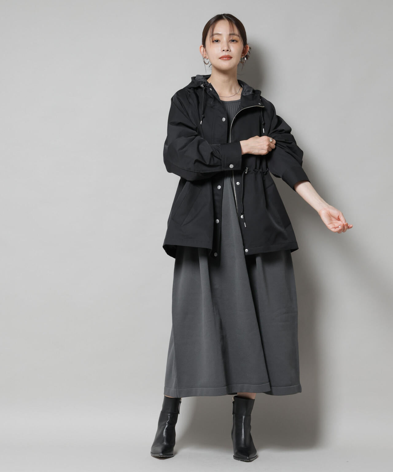 撥水加工フードブルゾン