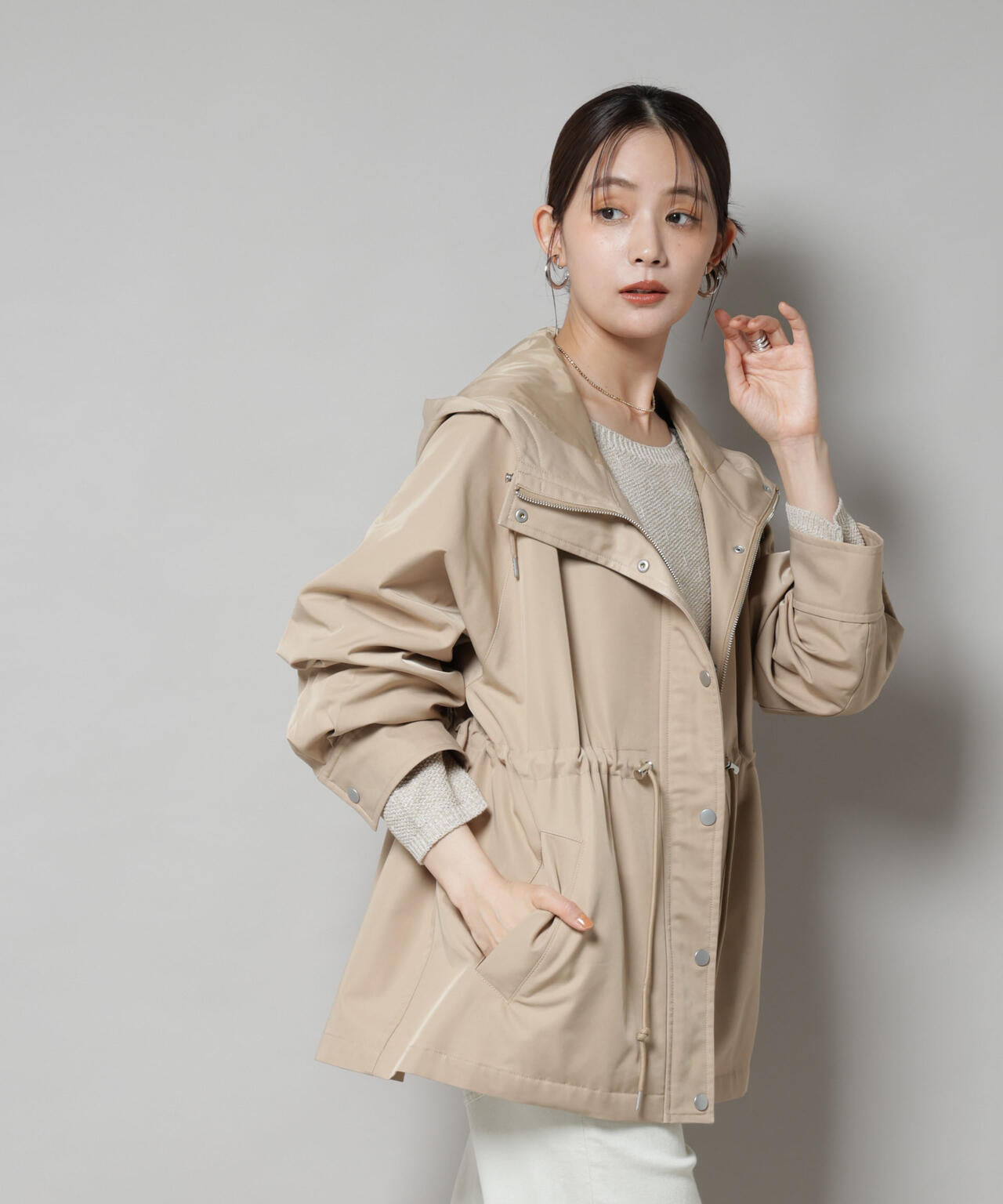 撥水加工フードブルゾン