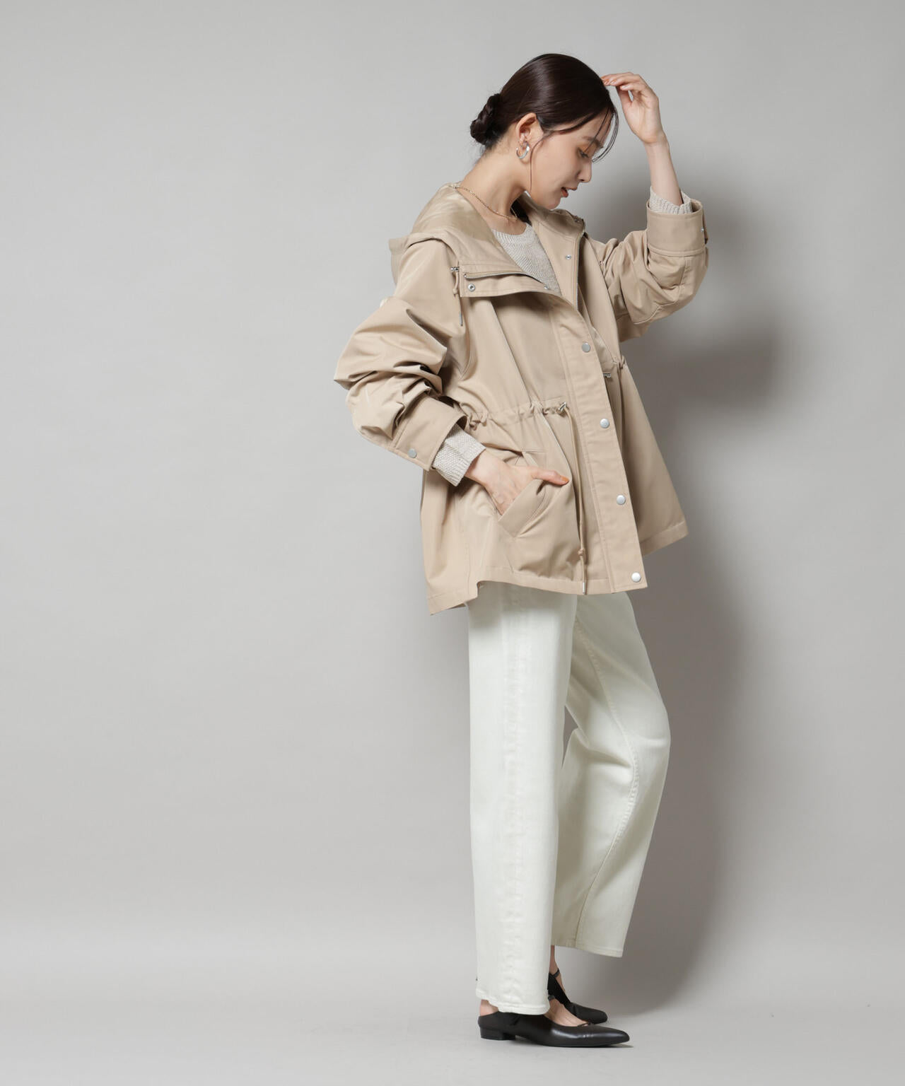 撥水加工フードブルゾン