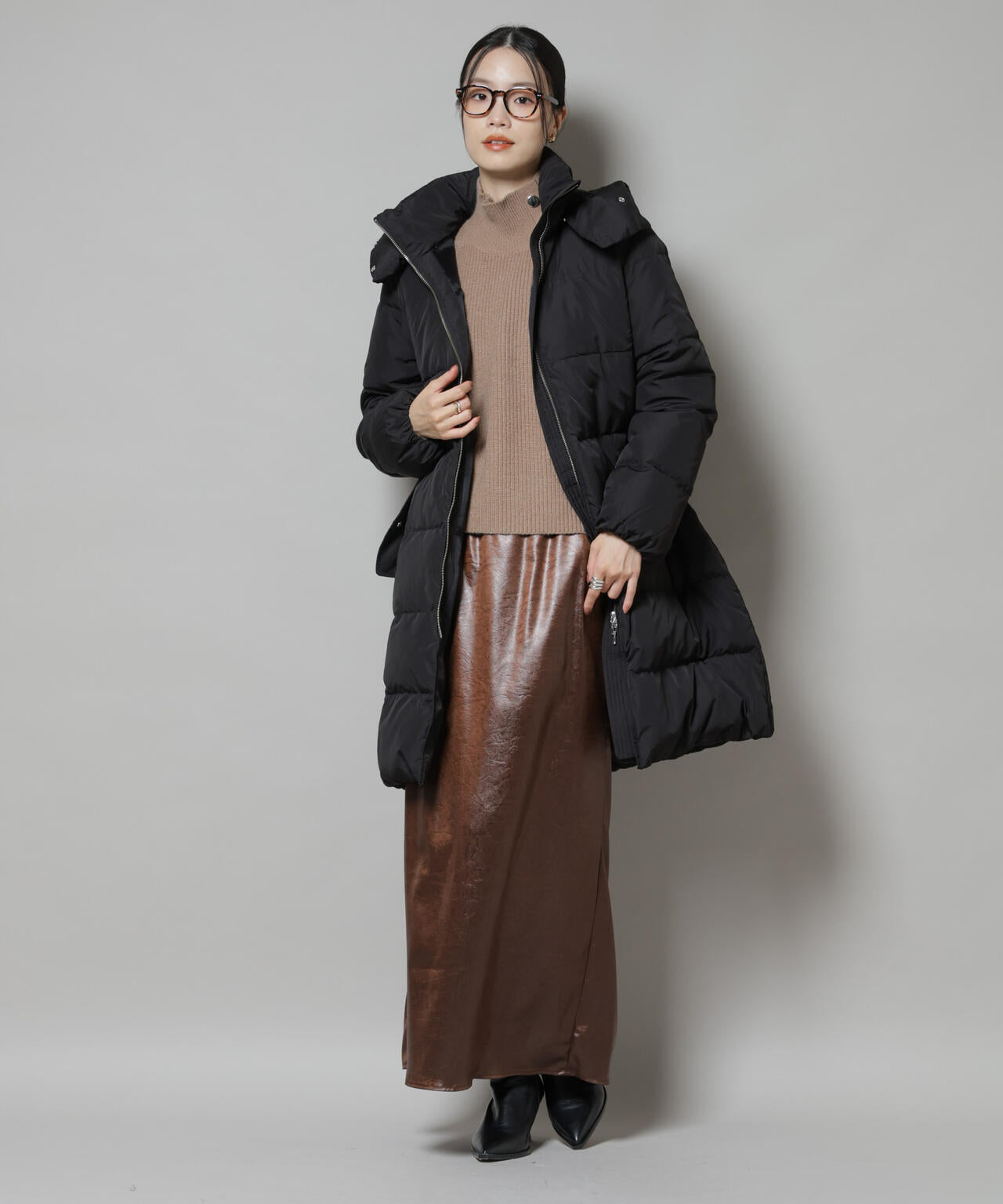 撥水加工 フードロングダウンコート