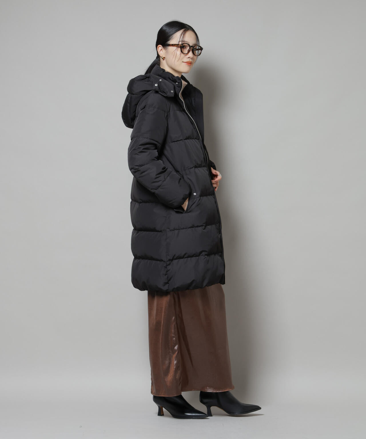 撥水加工 フードロングダウンコート
