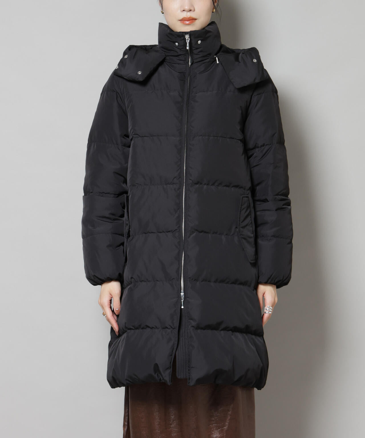 撥水加工 フードロングダウンコート