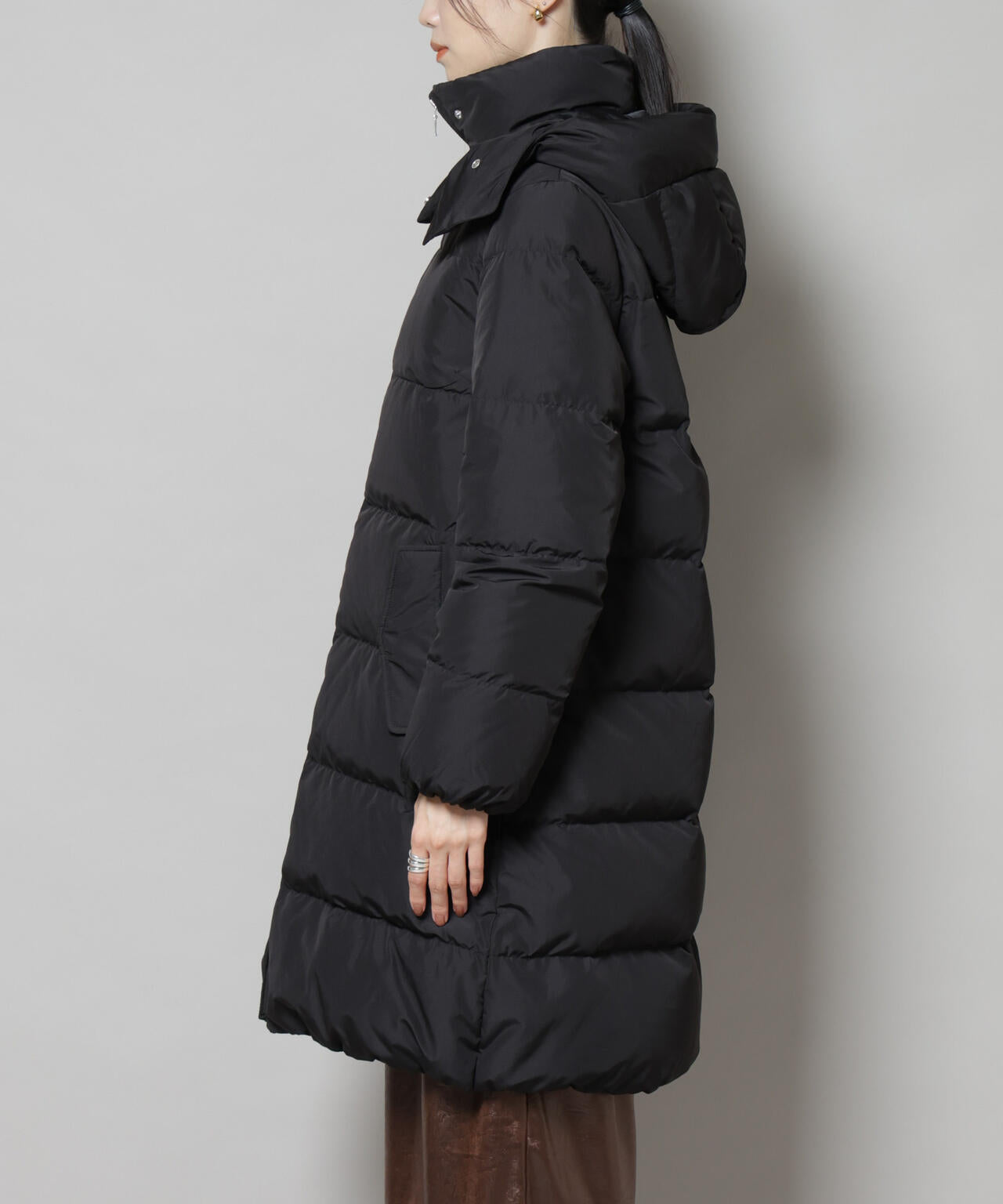 撥水加工 フードロングダウンコート