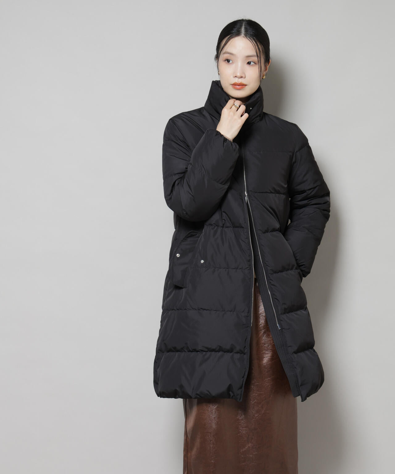 撥水加工 フードロングダウンコート