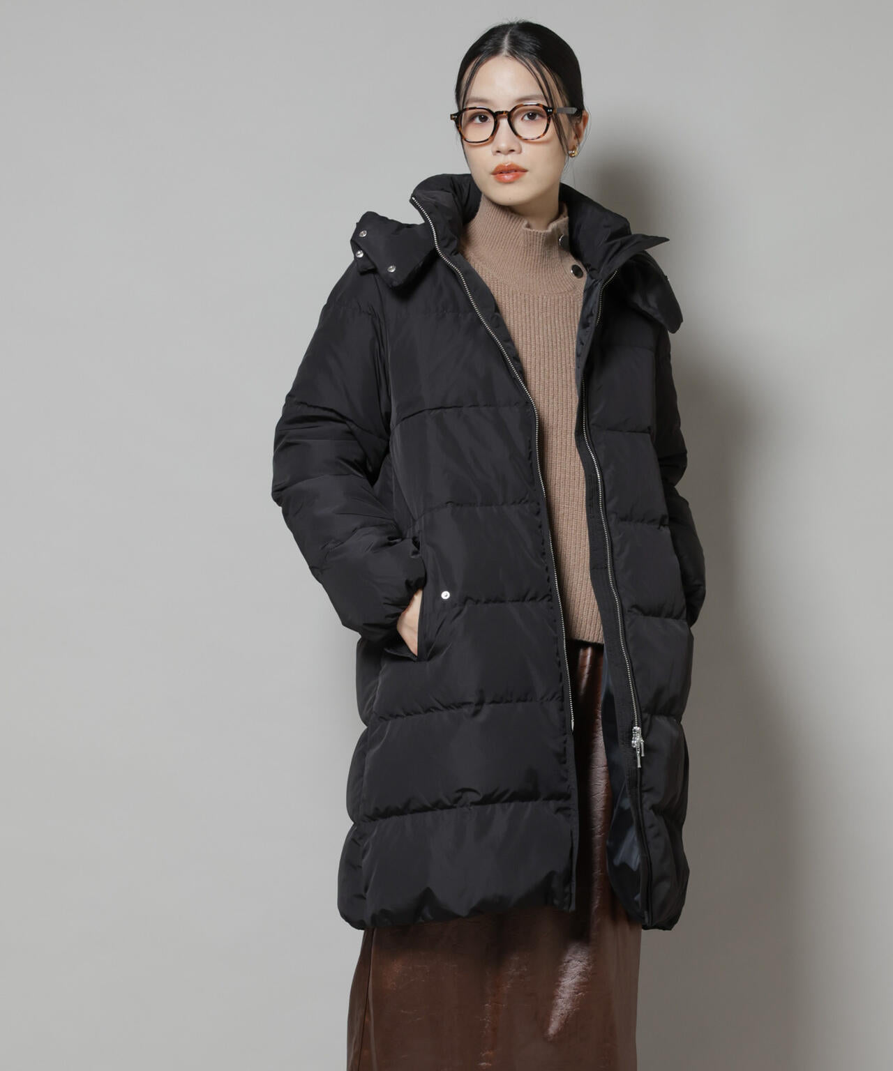 撥水加工 フードロングダウンコート