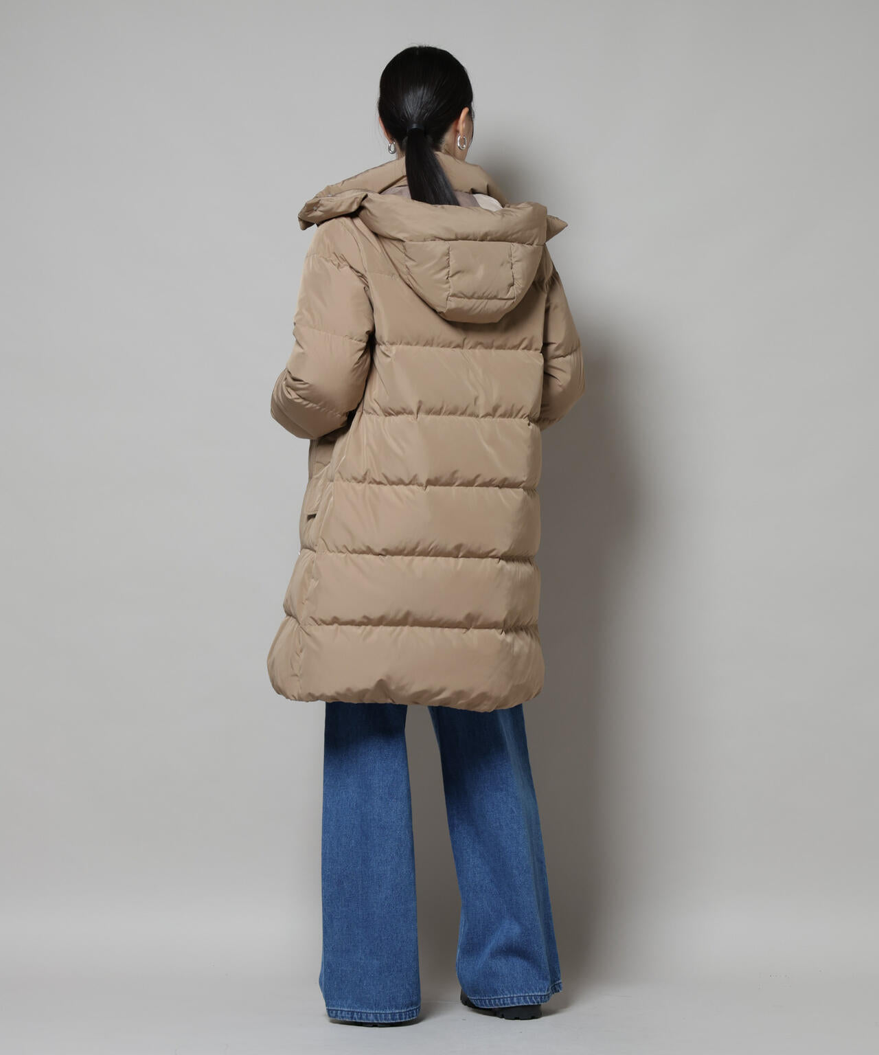 撥水加工 フードロングダウンコート