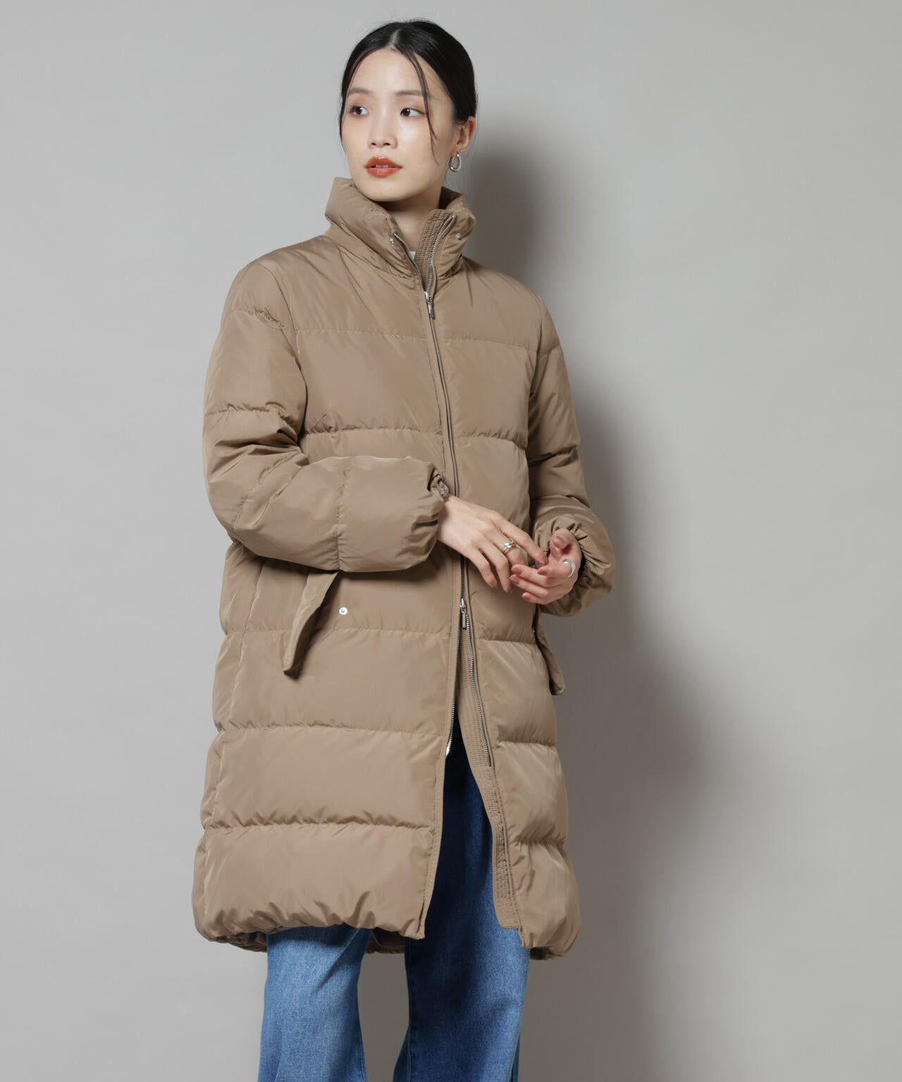 撥水加工 フードロングダウンコート