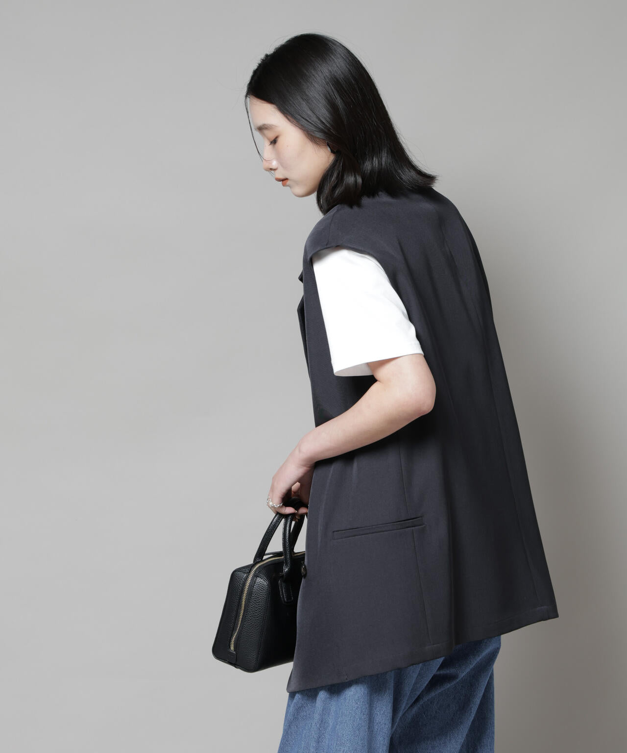 テーラードWボタンミドルジレ(セットアップ可)