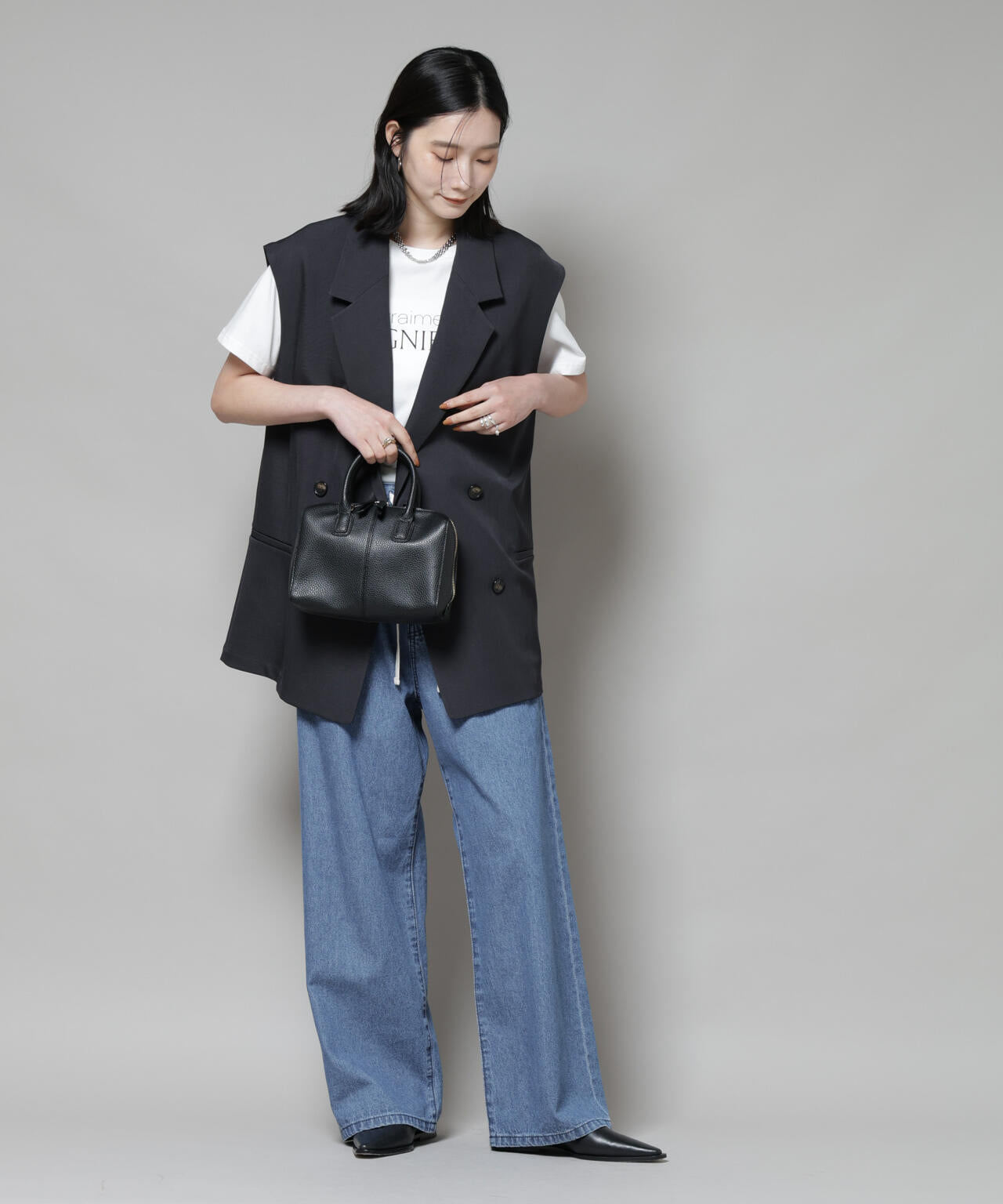 テーラードWボタンミドルジレ(セットアップ可)