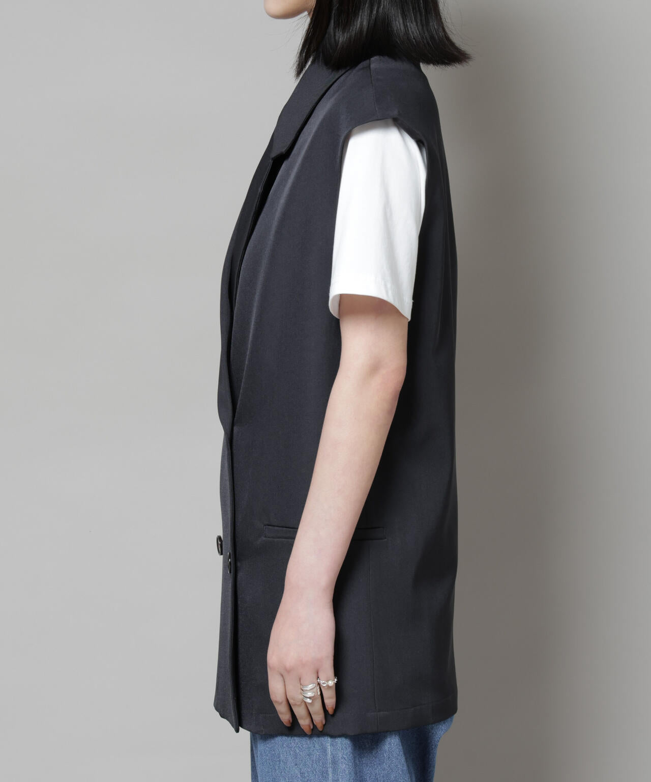 テーラードWボタンミドルジレ(セットアップ可)