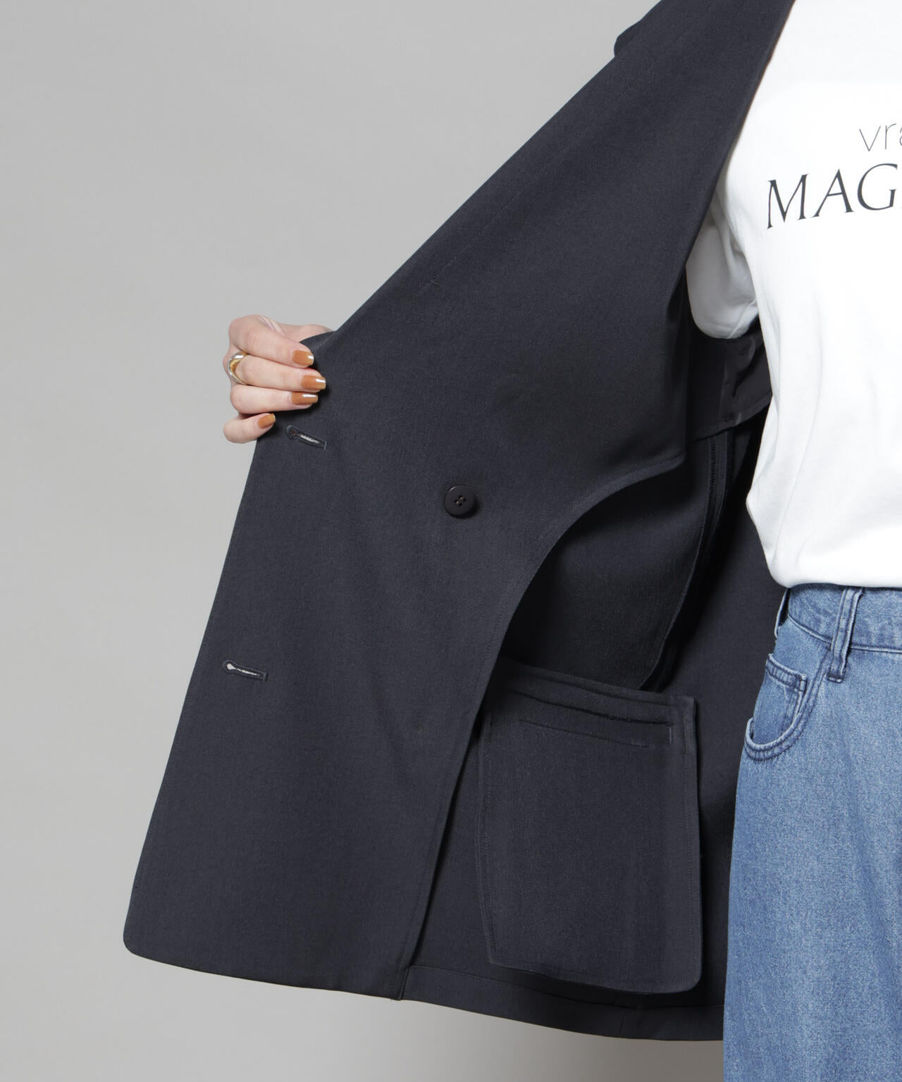 テーラードWボタンミドルジレ(セットアップ可)