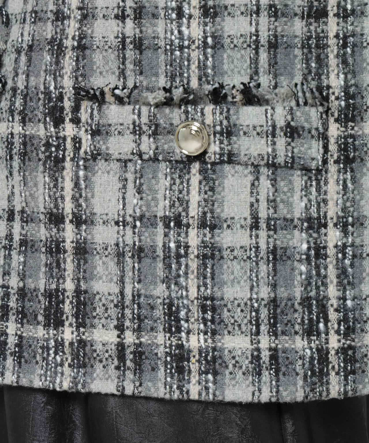 チェックフリンジ金ボタンジレ(セットアップ可)