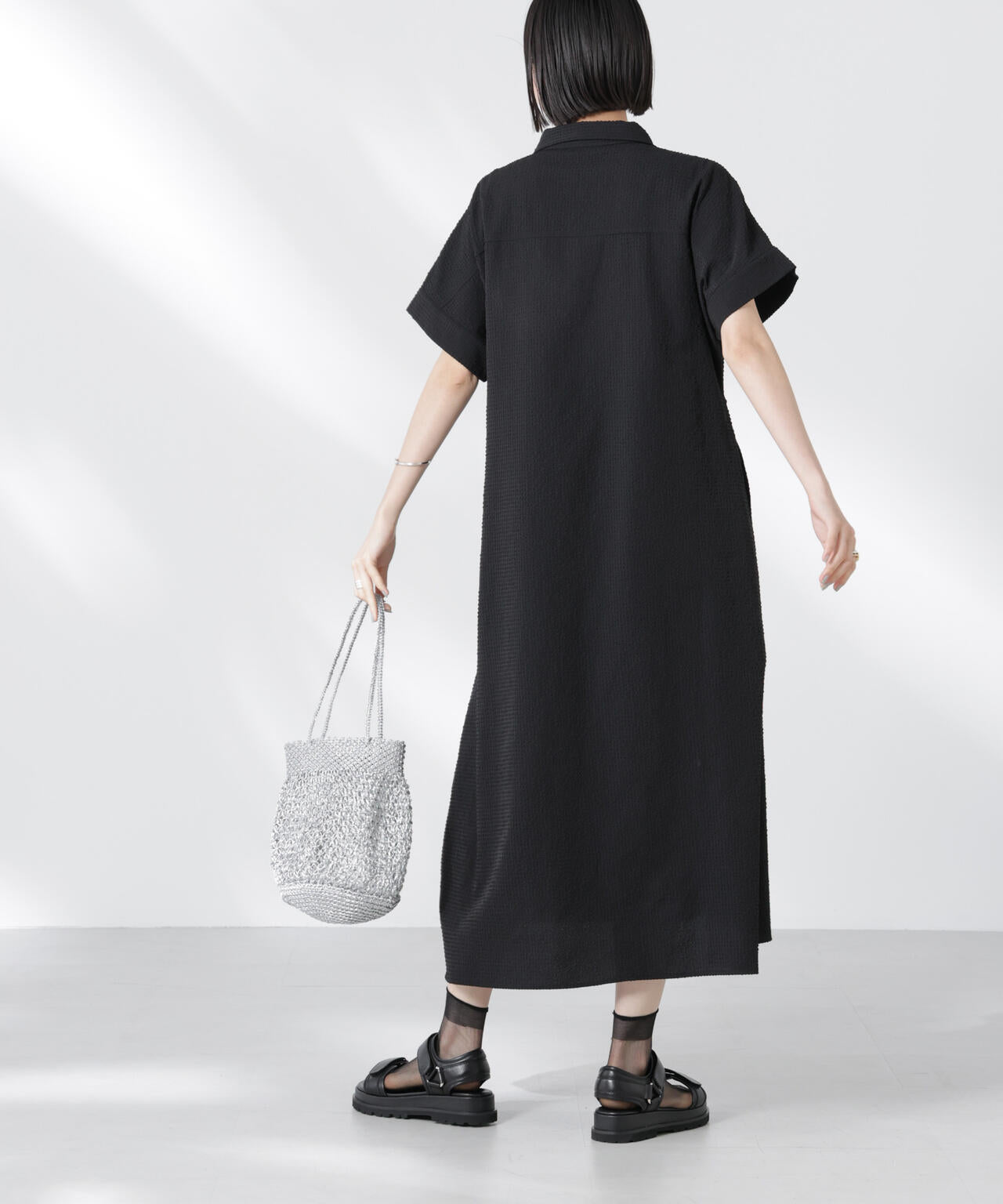 サッカードルマンスリーブシャツワンピース