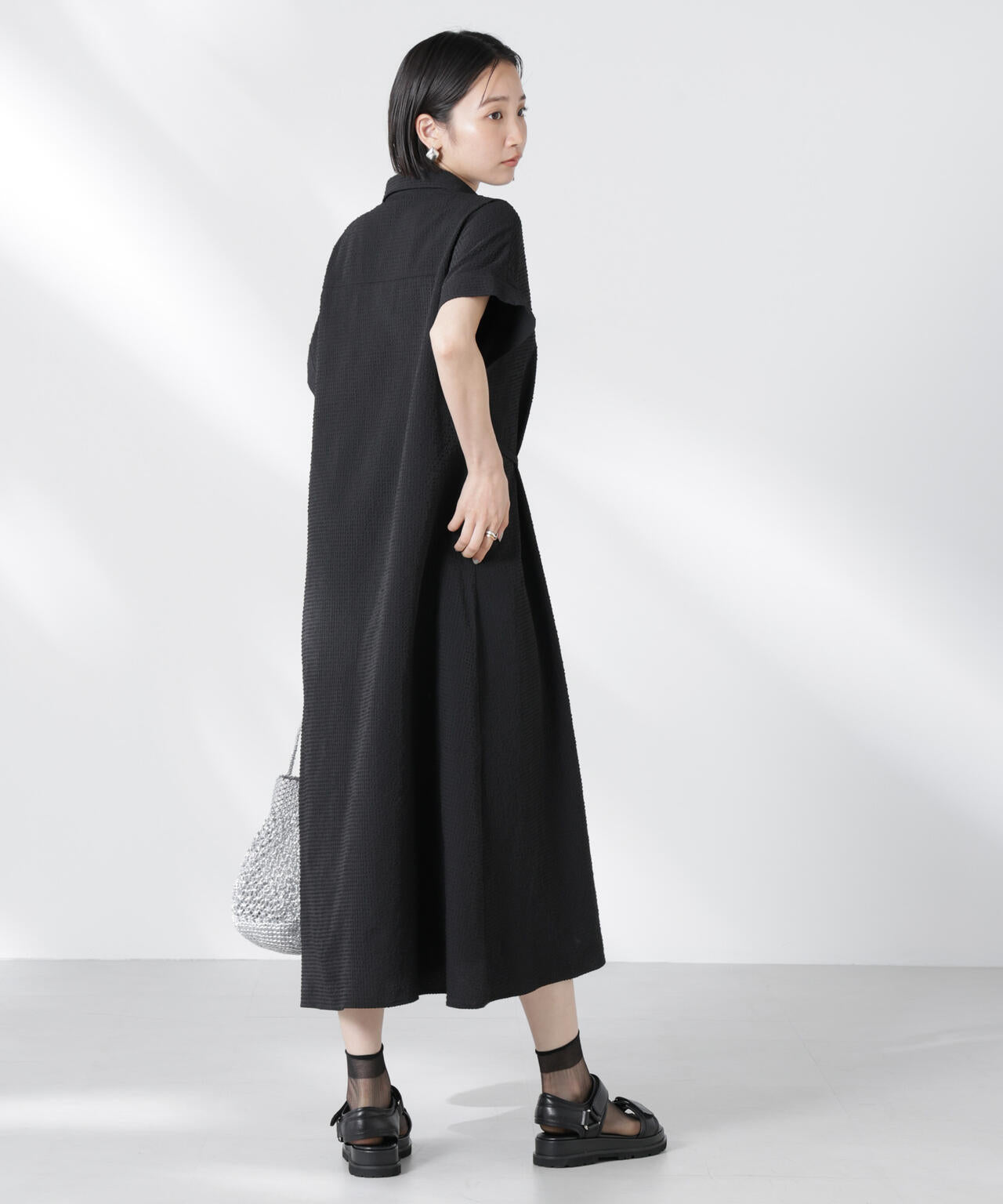 サッカードルマンスリーブシャツワンピース