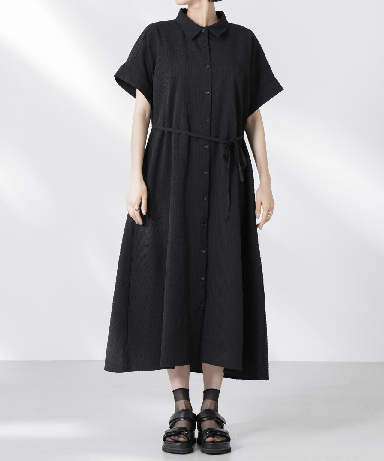 サッカードルマンスリーブシャツワンピース