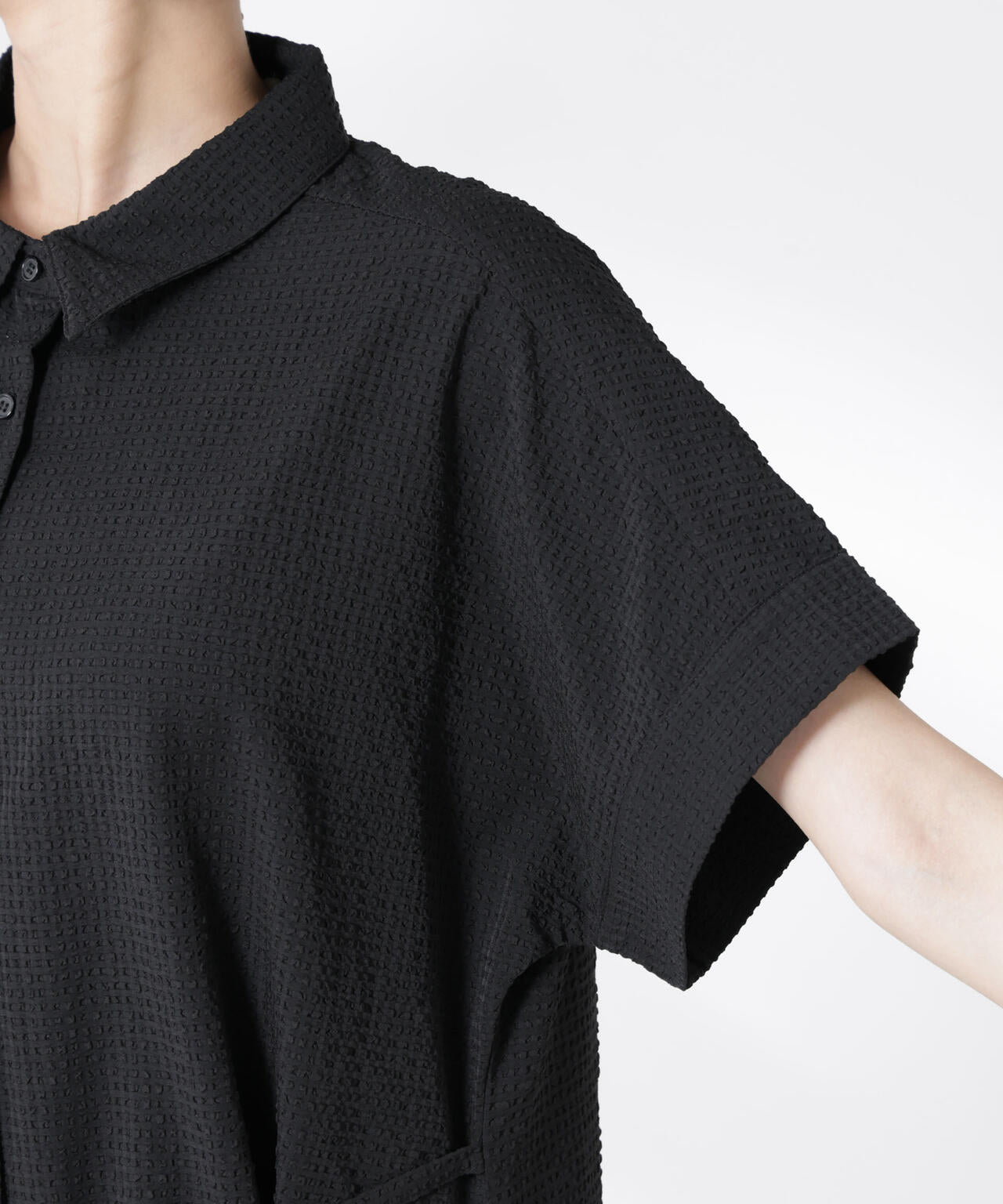 サッカードルマンスリーブシャツワンピース