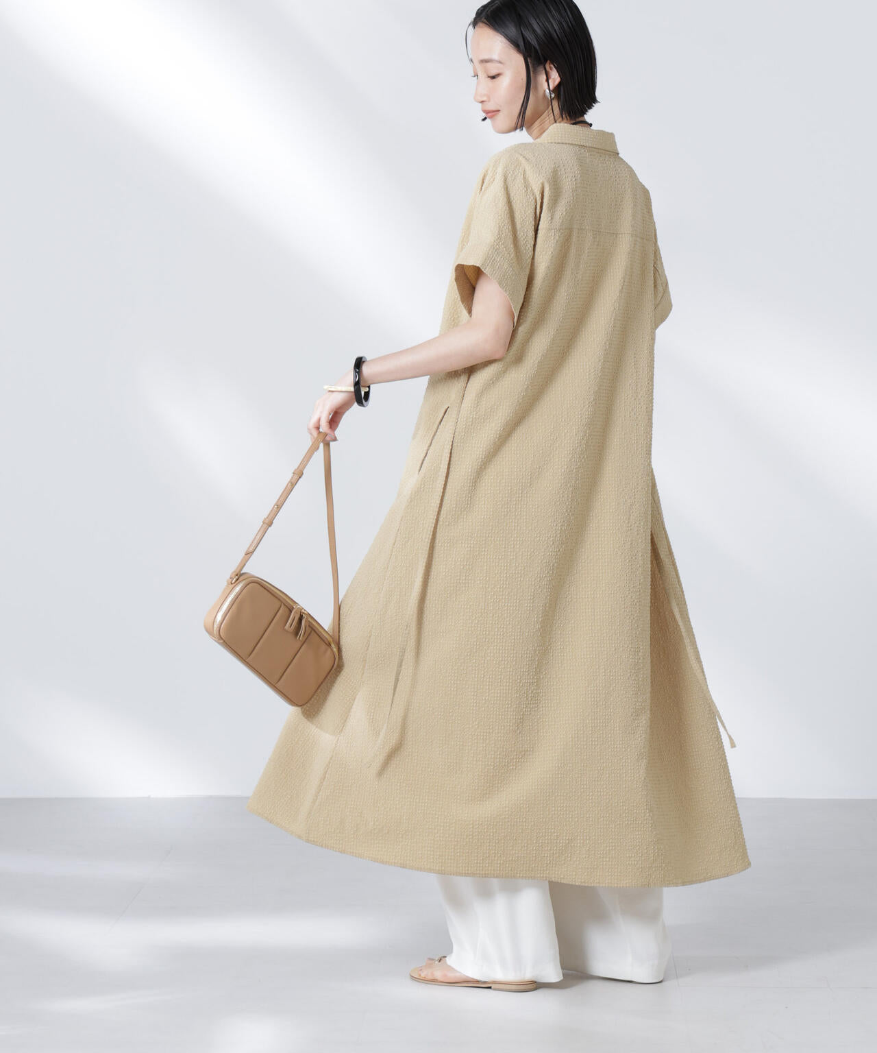 サッカードルマンスリーブシャツワンピース