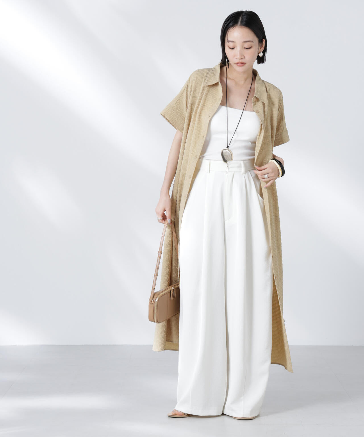 サッカードルマンスリーブシャツワンピース