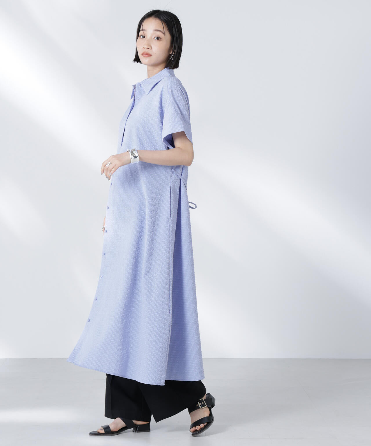 サッカードルマンスリーブシャツワンピース