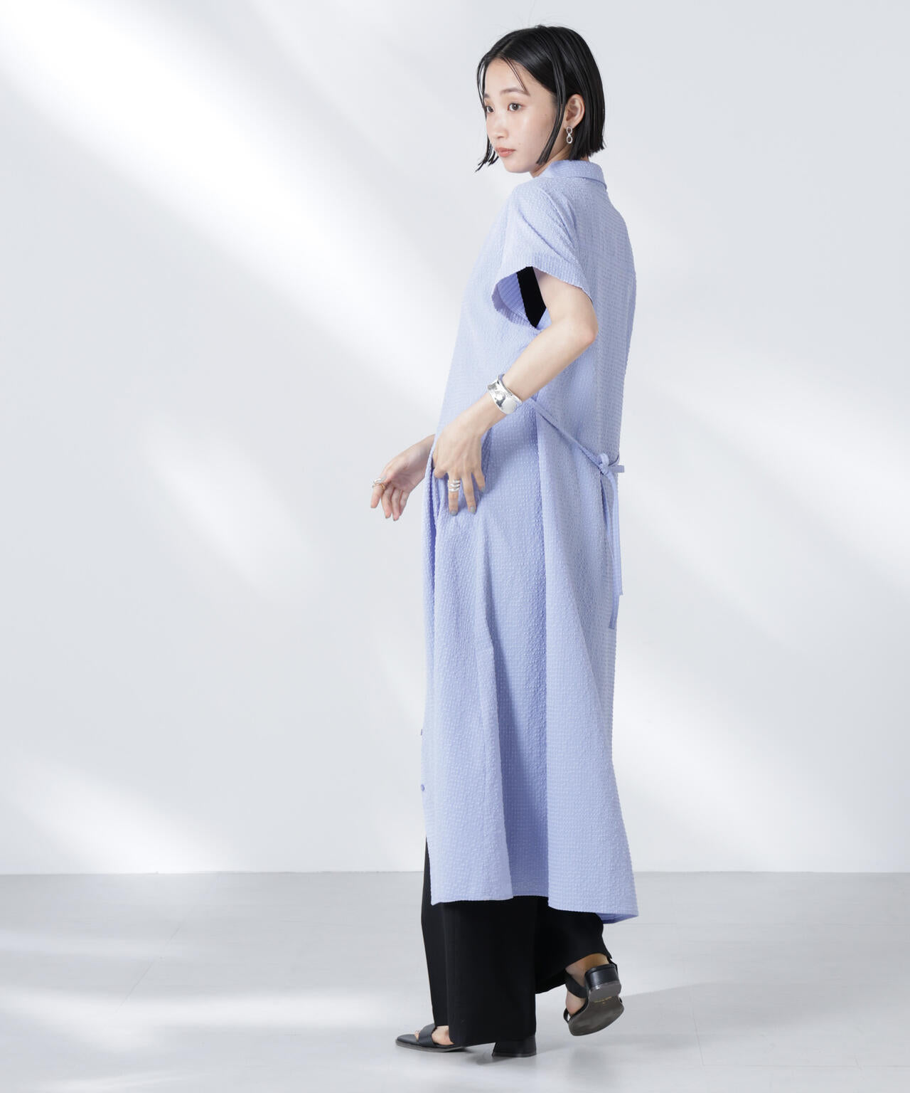 サッカードルマンスリーブシャツワンピース