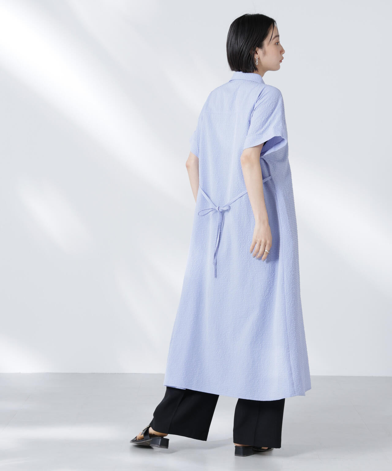 サッカードルマンスリーブシャツワンピース