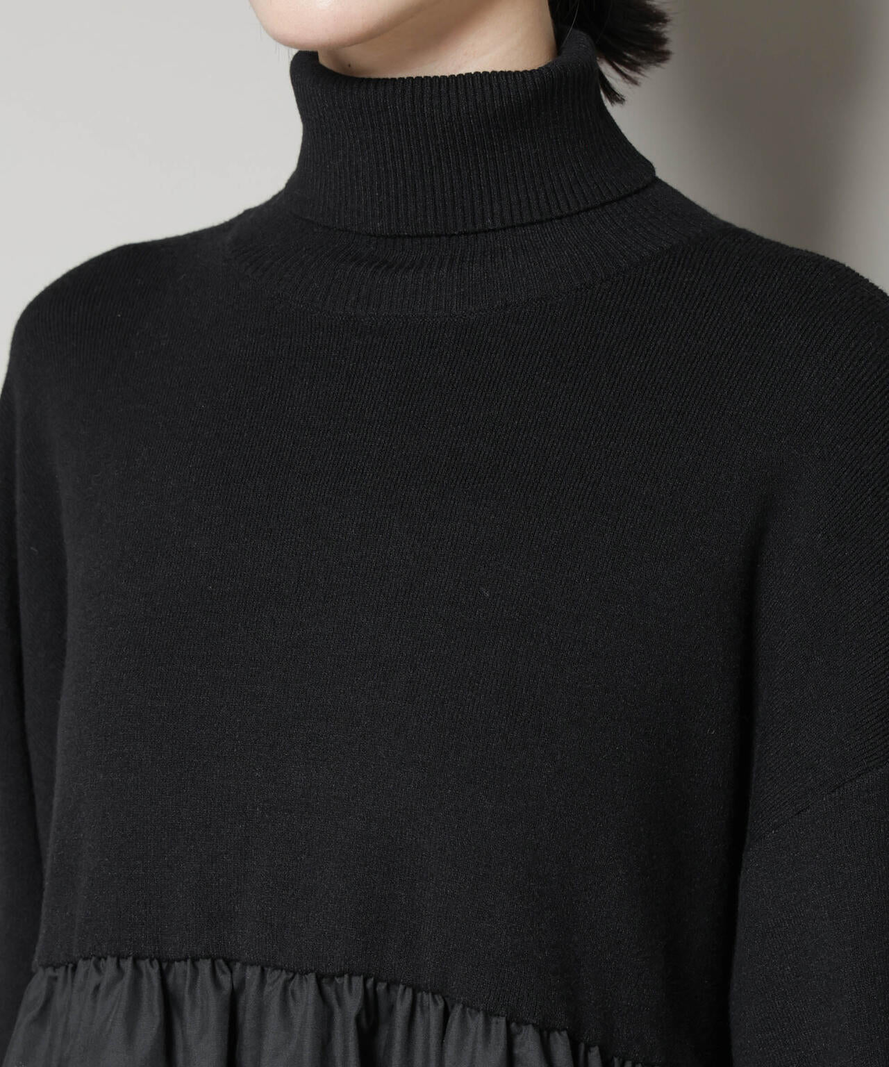 異素材コンビドッキングタートルワンピース