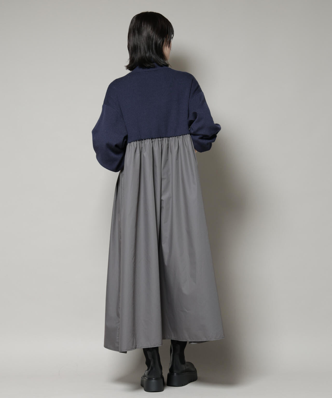 異素材コンビドッキングタートルワンピース