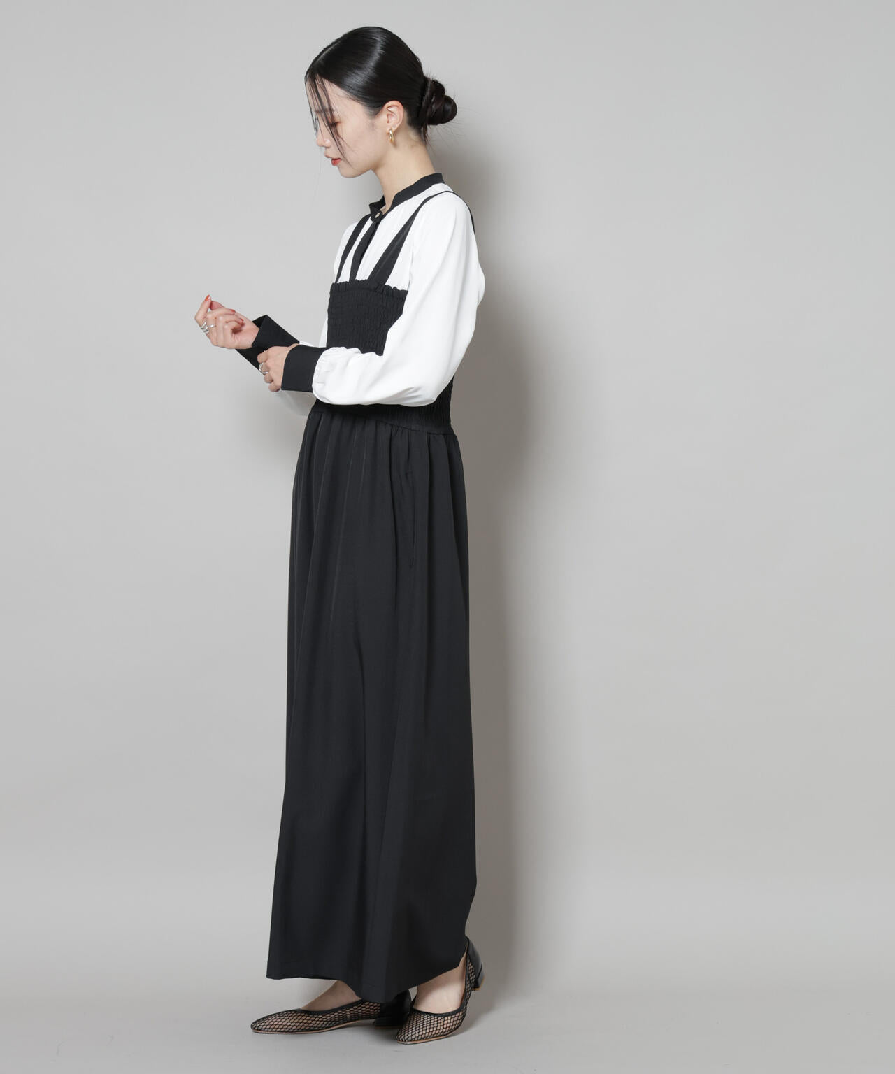 シャーリングサロペット