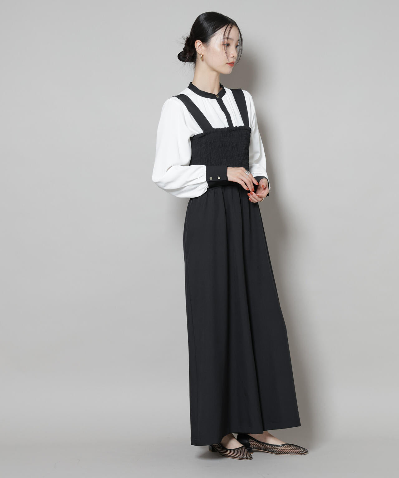 シャーリングサロペット