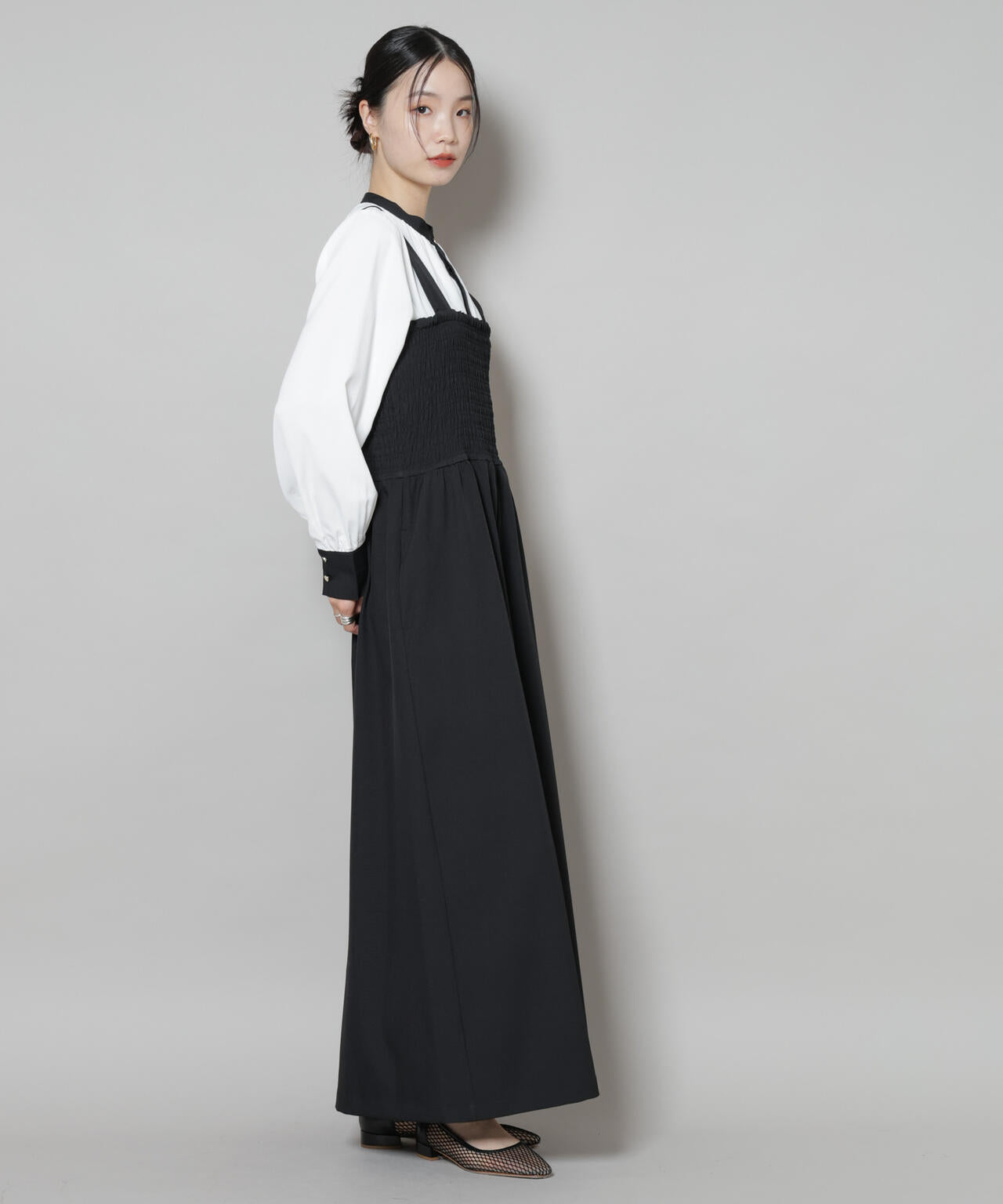 シャーリングサロペット