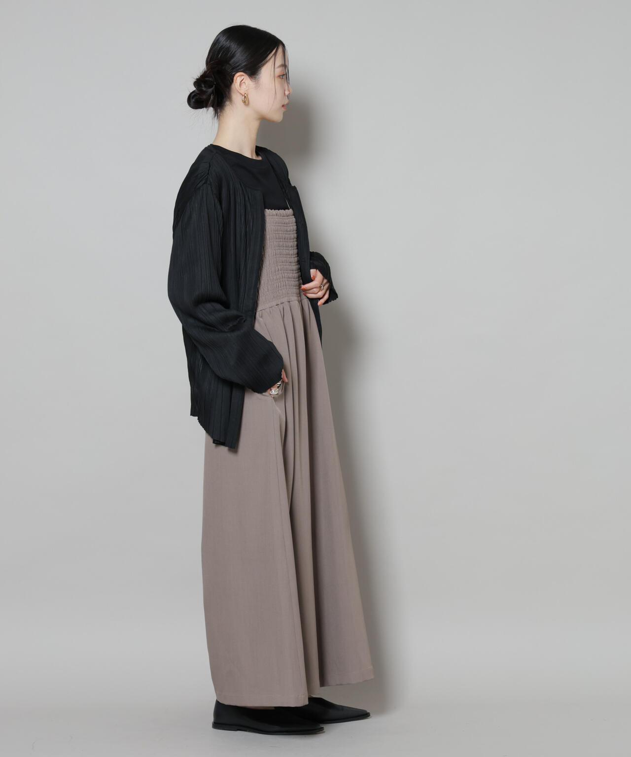 シャーリングサロペット