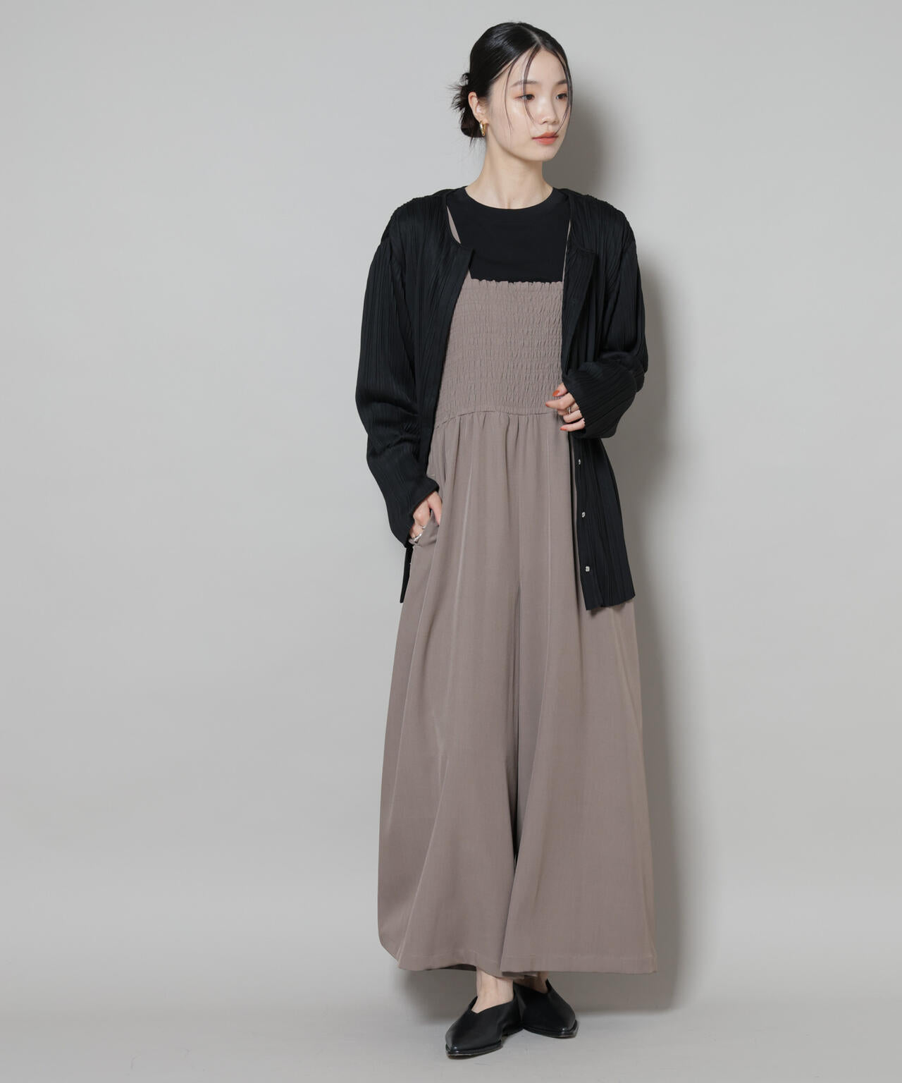 シャーリングサロペット