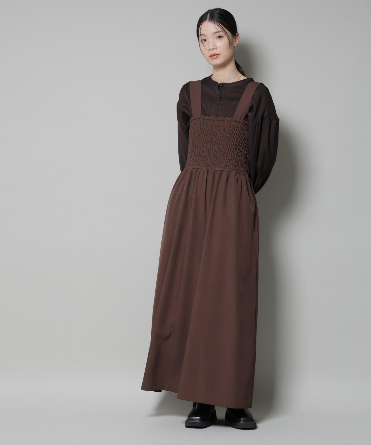 シャーリングサロペット