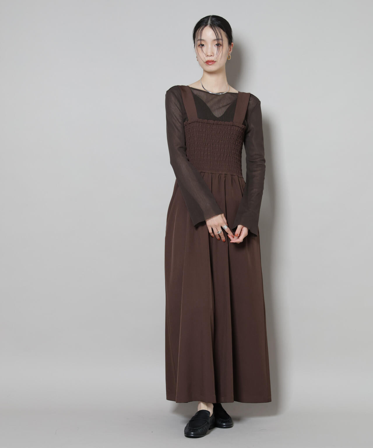 シャーリングサロペット