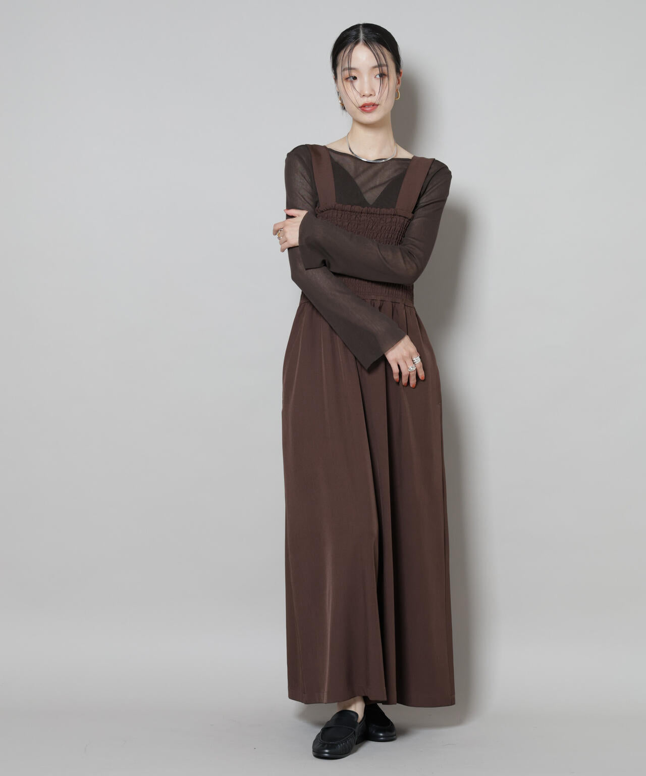 シャーリングサロペット