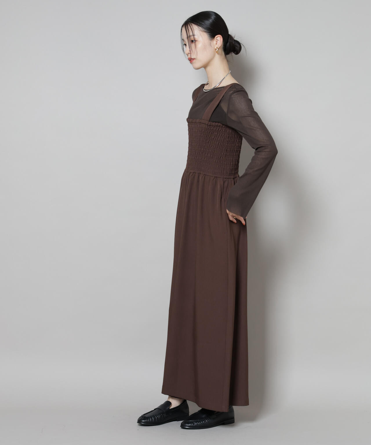 シャーリングサロペット