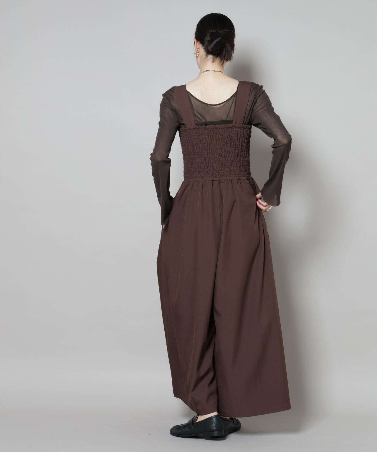 シャーリングサロペット