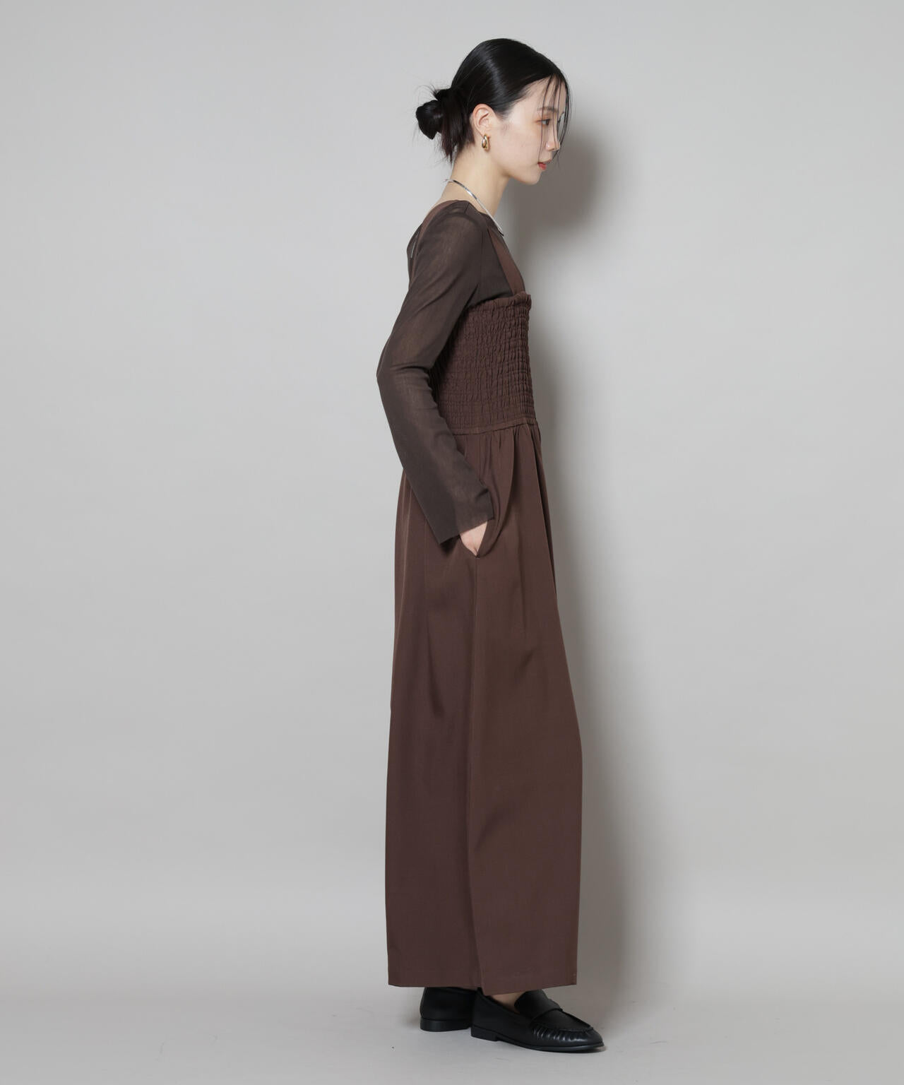 シャーリングサロペット