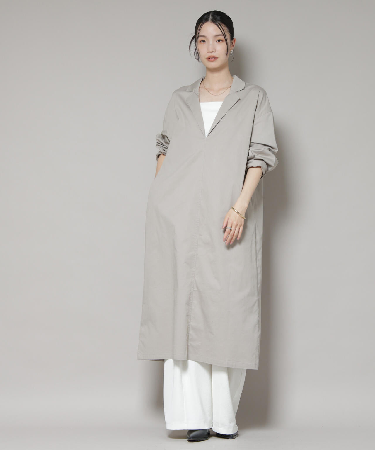 テーラードカラーロングワンピース