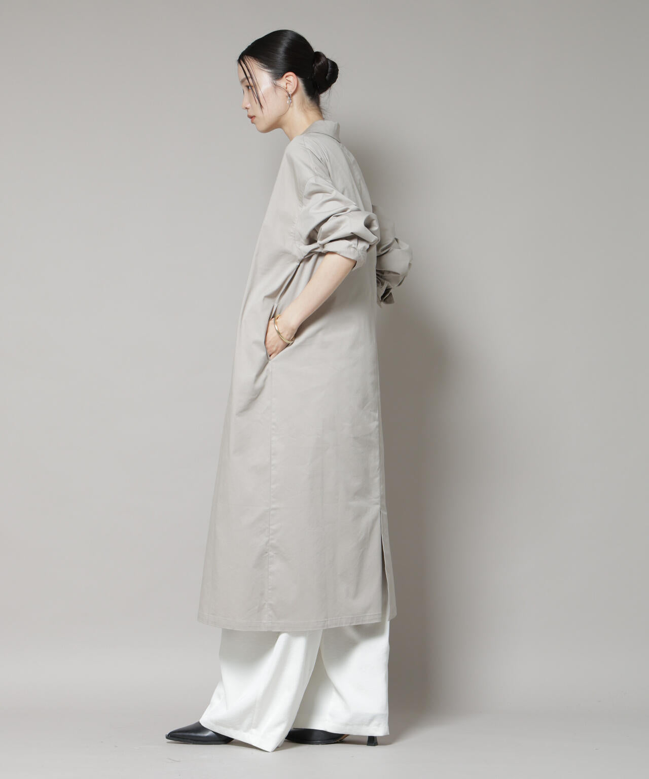 テーラードカラーロングワンピース