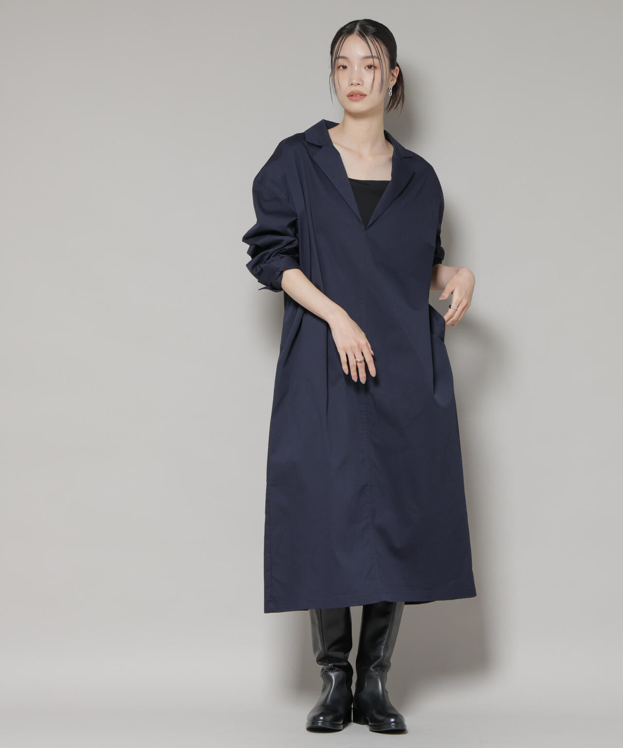 テーラードカラーロングワンピース