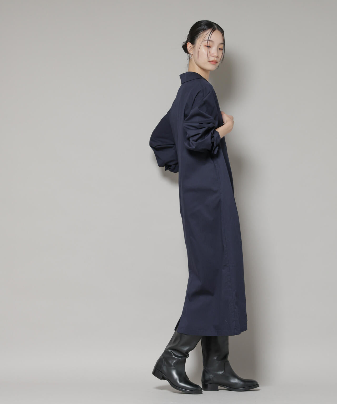 テーラードカラーロングワンピース