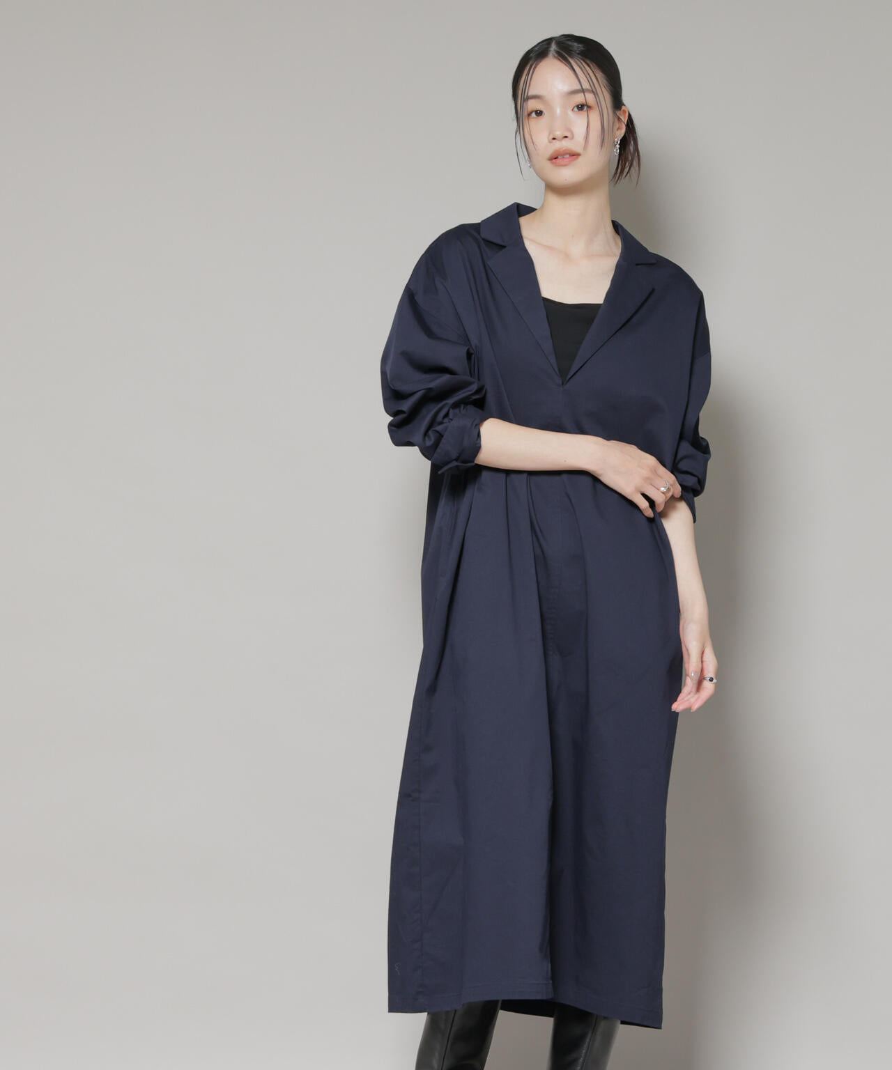 テーラードカラーロングワンピース