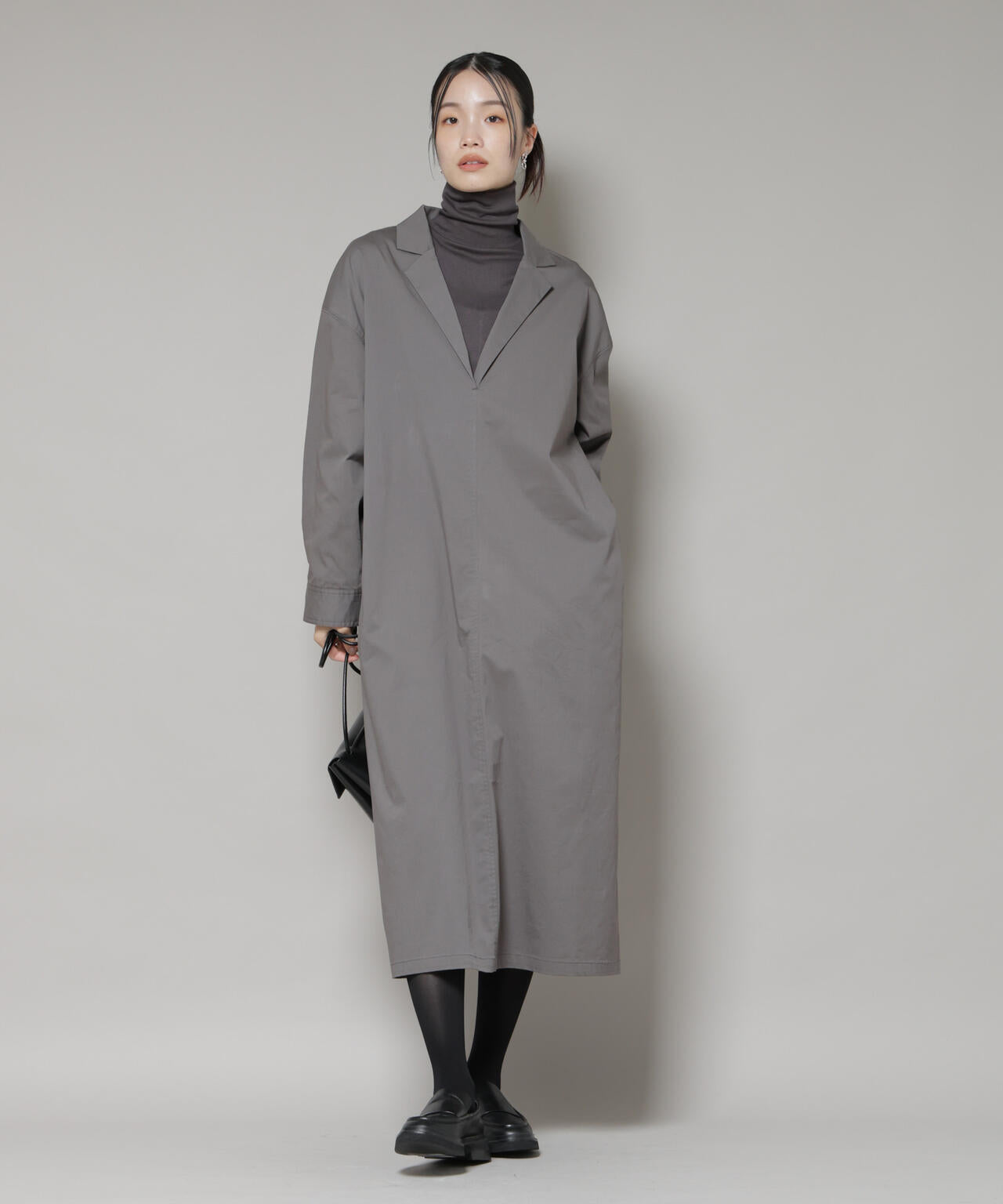 テーラードカラーロングワンピース