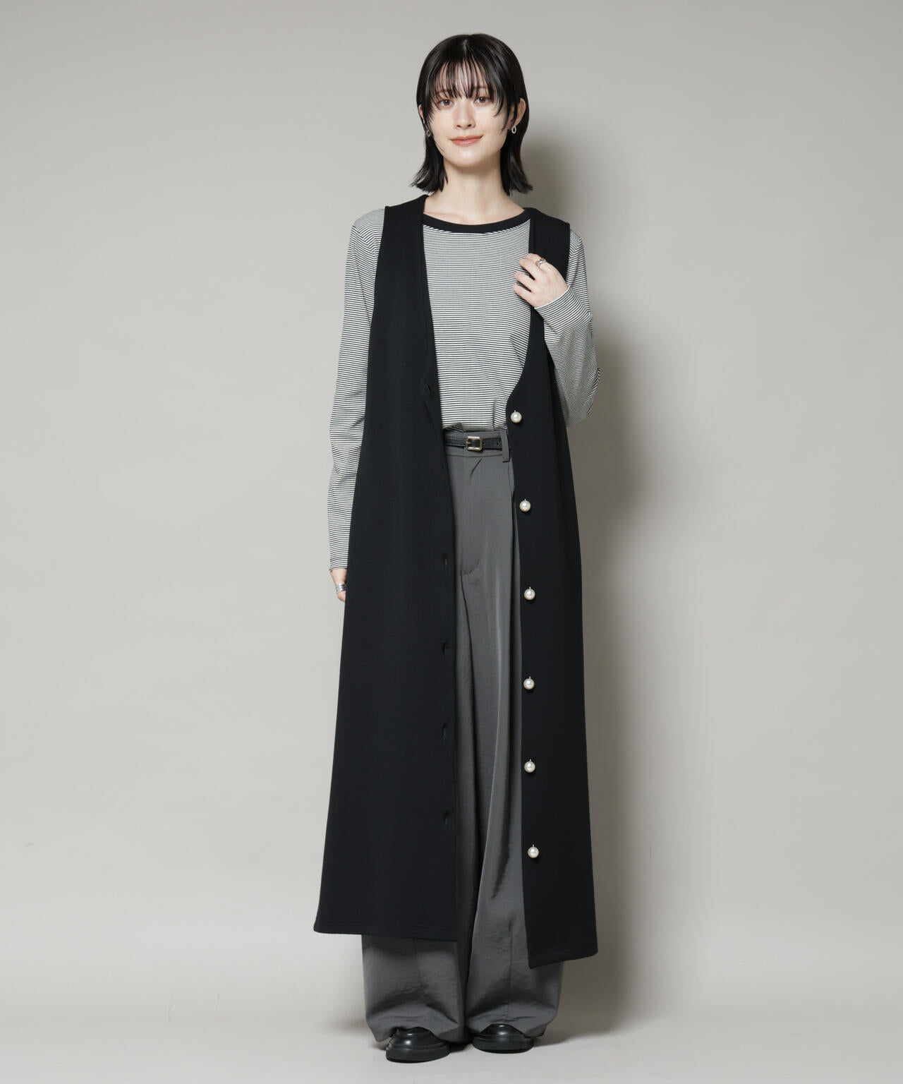 ジレワンピース×ファースリーブトップス アンサンブルセット